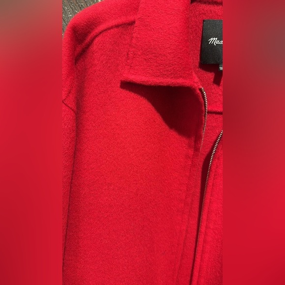 Madewell Women's Vibrant Red Woolf blend Bomber Jacket size L NWOT - Picture 3 of 5